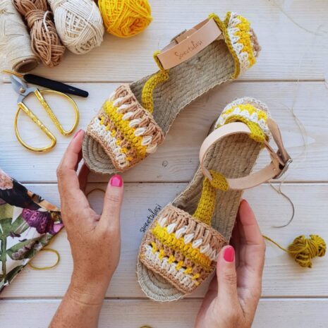 Patrón pdf descargable sandalias de plataforma mandala